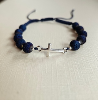 Bransoletka lawa wulkaniczna granatowa