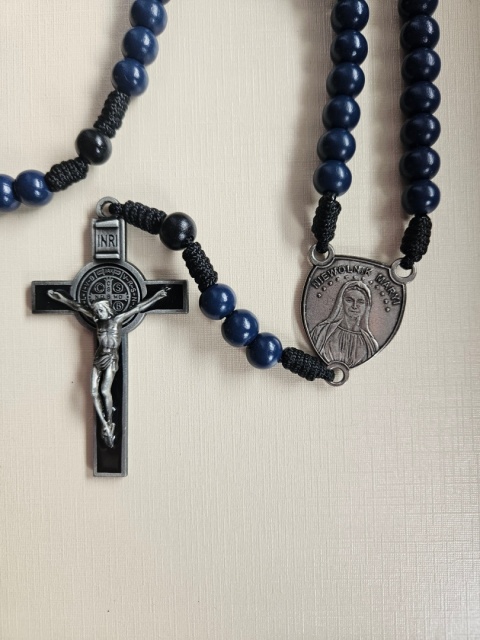 Różaniec na szyję Niewolnika Maryji granatowy