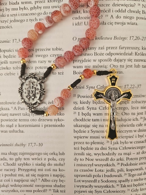 Różaniec agat koralowy