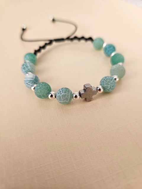 Bransoletka dziesiątka różańca agat zielony