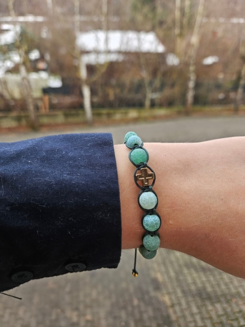 Bransoletka dziesiatka Różańca agat zielona