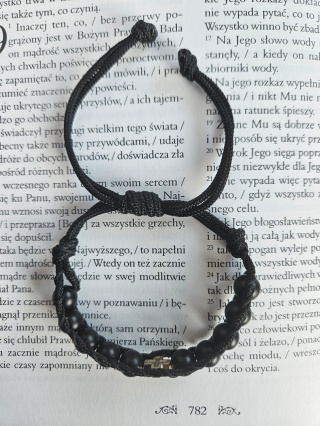 Bransoletka dziesiatek różańca paracord czarna