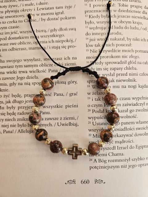 Bransoletka dziesiątka Różańca jaspis leopardzi