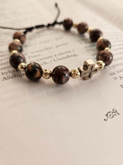 Bransoletka dziesiątka Różańca jaspis leopardzi