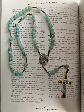 Różaniec z agatu zielonego