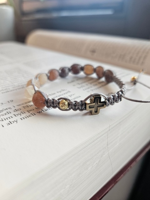 Bransoletka dziesiatka Różańca agat brązowy