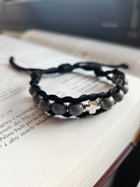 Bransoletka dziesiatka Różańca szara drewniana